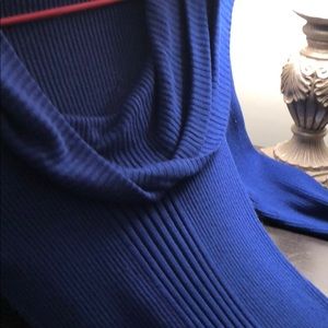 Royal blue cowl neck stretchy sweater